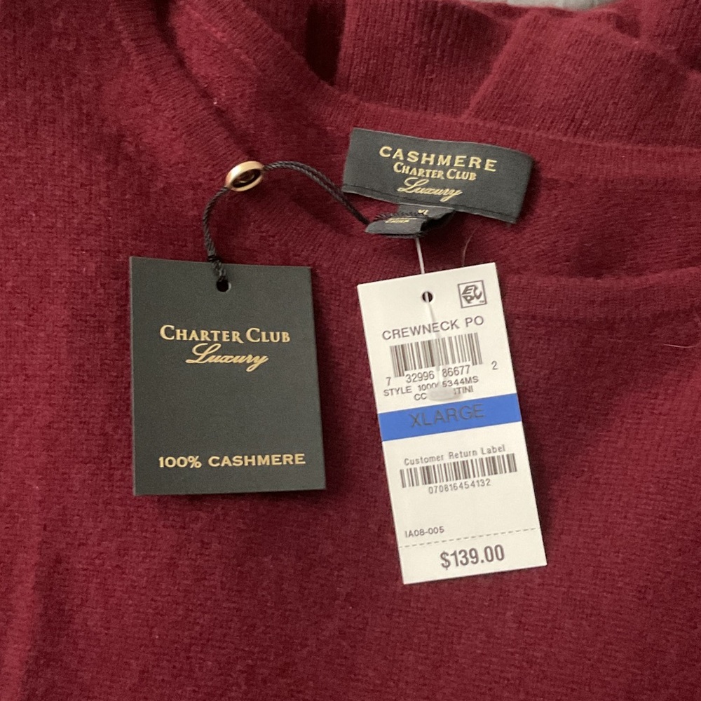 Charter Club Women’s Cashmere Sweater in Maroon - Picture 2 of 2
